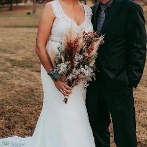 Hand Beaded Lace Cap Sleeve Wedding Dress